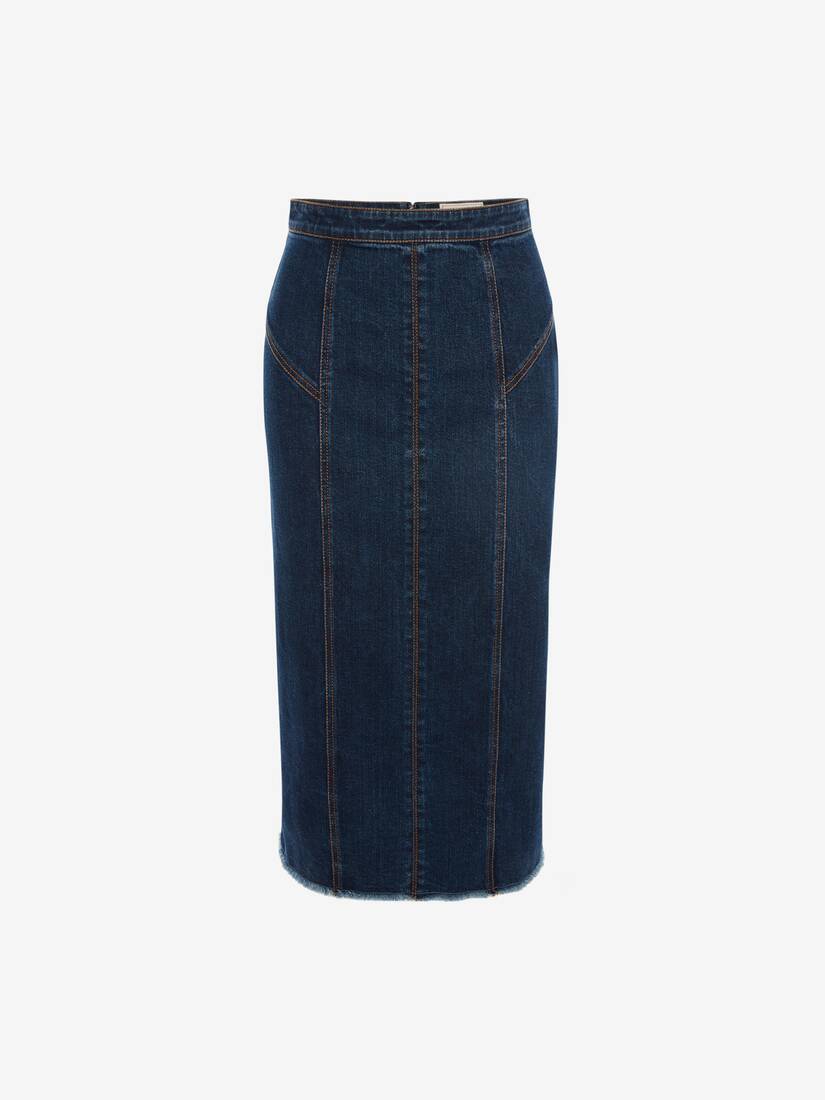 Faldas Alexander McQueen Kickback Denim Pencil Mujer - Azules Azules - Mexico 349-MWYTGU